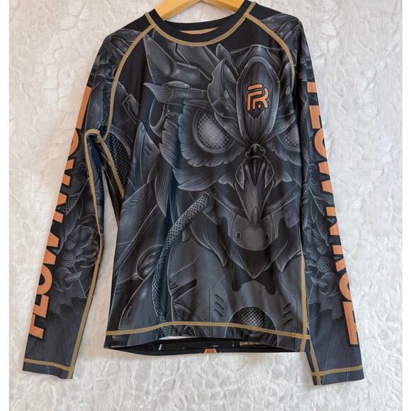 Flow N Roll Jiu Jitsu Training Grappling Long Sleeve Rash-guard Owl Youth Large - Picture 1 of 7